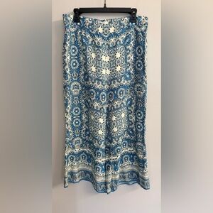 Feather Bone Anthropologie Paisley High Waist Palazzo Wide Leg Pant Sz 14 Boho